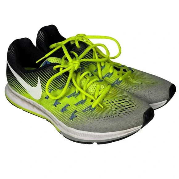 Nike Air Zoom Pegasus 33 Womens 11 Gray Volt Running Trainer Gym Athletic Shoe - Picture 2 of 7